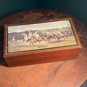 POLO Vintage Wooden Polo Player Cigar jewelry/trinket box
